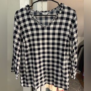 Crown & Ivy Black and White Gingham Blouse